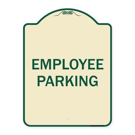 Designer Series Sign-Employee Parking, Tan & Green Heavy-Gauge Aluminum